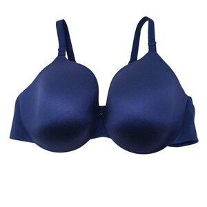 Cacique Lightly Lined Full Coverage Bra 44D Invisible Backsmoother Navy Blue